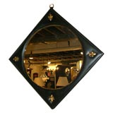 Vintage 1940's Black Leather Wall Mirrror