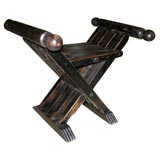 Pair of Folding Walnut and Beech Stools