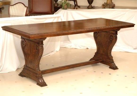 19th C. Lyre Based Library Table