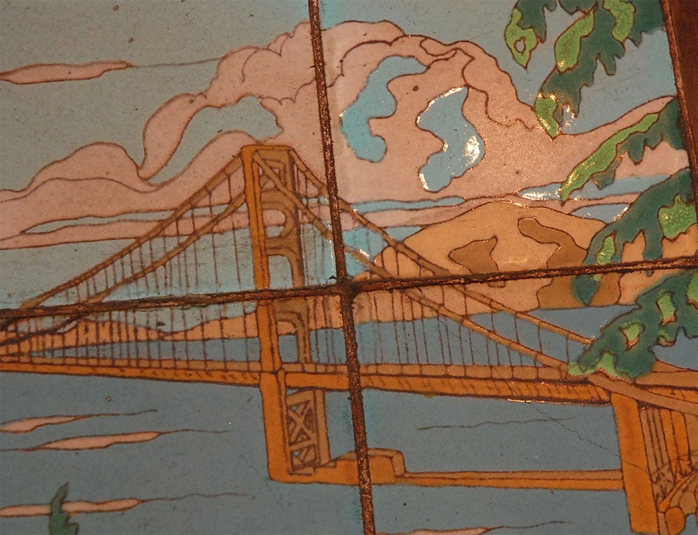 American Ceramic Taylor tile scene  table San Francisco bridge &  plain