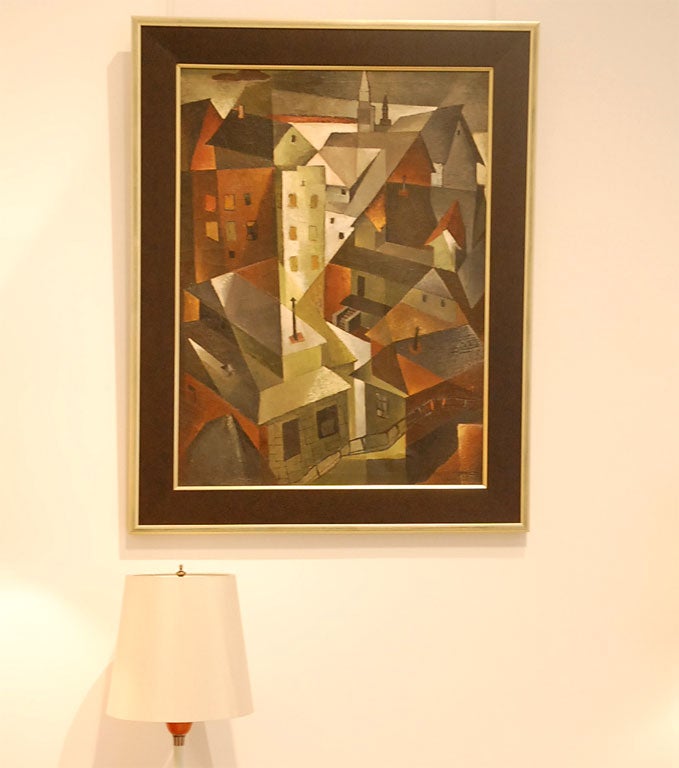 American Cubist Oil Painting 