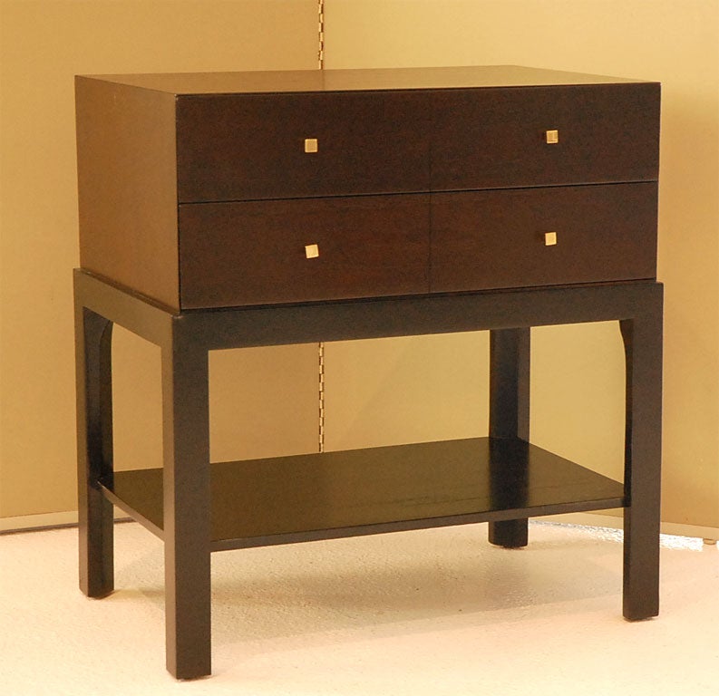 Pair of Two Tone Parson Style Walnut Side Tables
