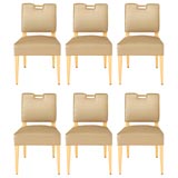 Set of Six Lacquer and Lucite Upholstered Dining Chairs