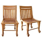 Pair of Egyptian Inspired Teak  Chairs