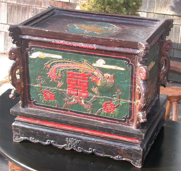Early to Mid 19thC. Q'ing Dynasty Shanxi Lacquered Opium Chest