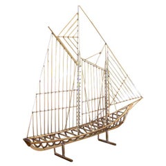 Brass Ornamental Ship Model by Curtis Jere