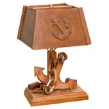 Vintage Nautical Table Lamp with Anchor & Shade