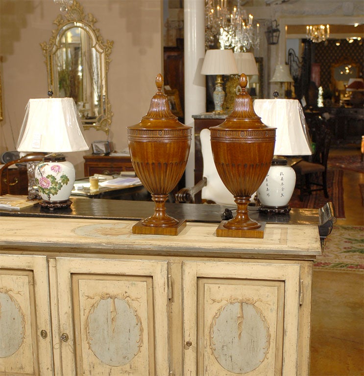 Pair of Period Sheraton Knife Urns