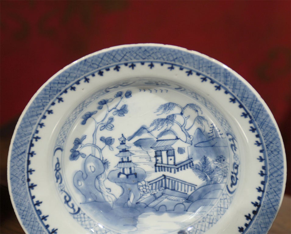 Pair of 18th C. Chinese Blue/White Bowls For Sale 3