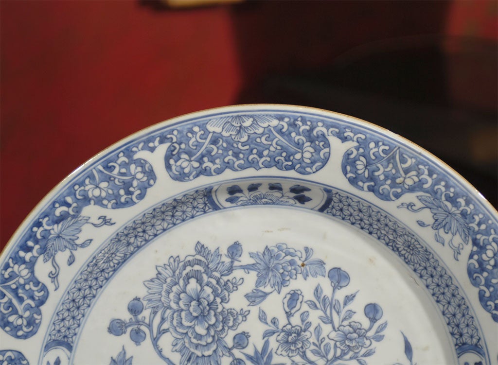 18th Century and Earlier Large 18th C. Blue/White Plate For Sale