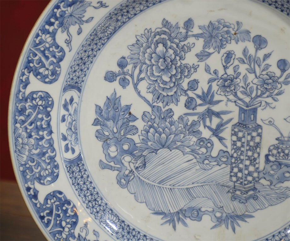 Large 18th C. Blue/White Plate For Sale 1