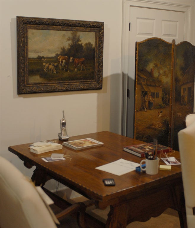 Painting of Cows and Sheep in a Peaceful Pastoral Setting