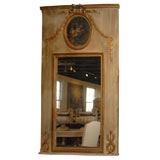 19th Century Louis XVI French painted and gilt Trumeau Mirror