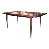 Dining Table in Mahogany with Maple Inlays by Tommi Parzinger Vintage Dining Table in Mahogany with Maple Inlays by Tommi Parzinger