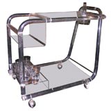 Serving Cart in Molded Lucite with Inset Ice Bucket