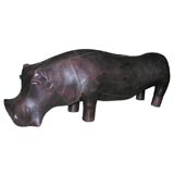 Vintage Giant Abercrombie Leather Hippo Bench