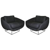 Milo Baughman Chrome and Gray Flannel Chairs