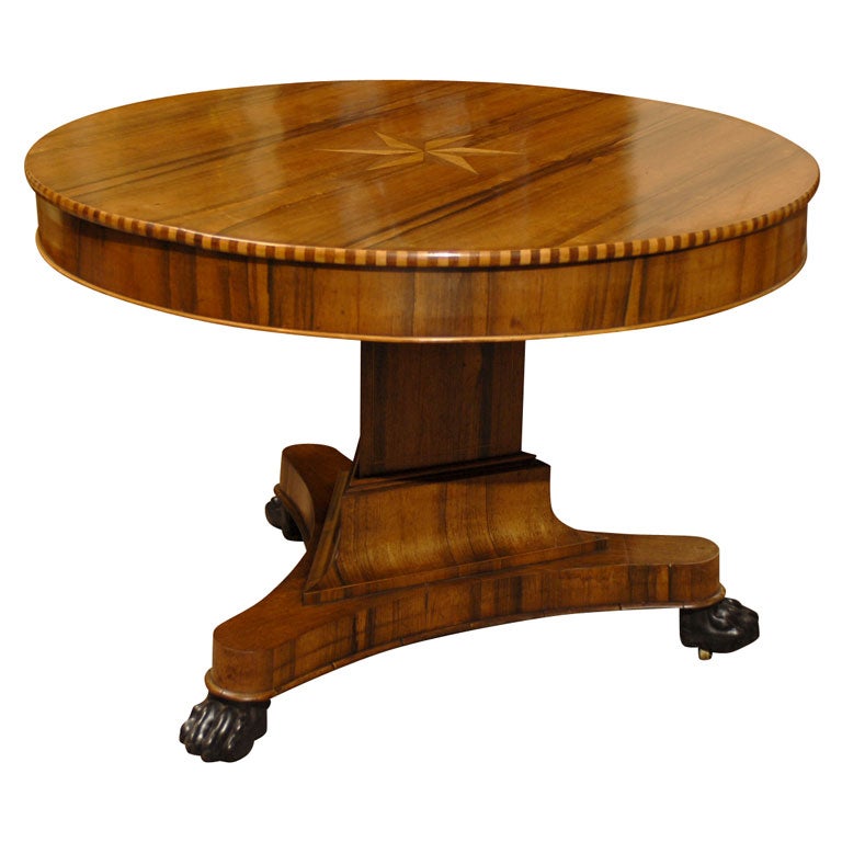 Fine Rosewood Table with Triangular Pedestal Base, Italy c. 1840 at 1stDibs