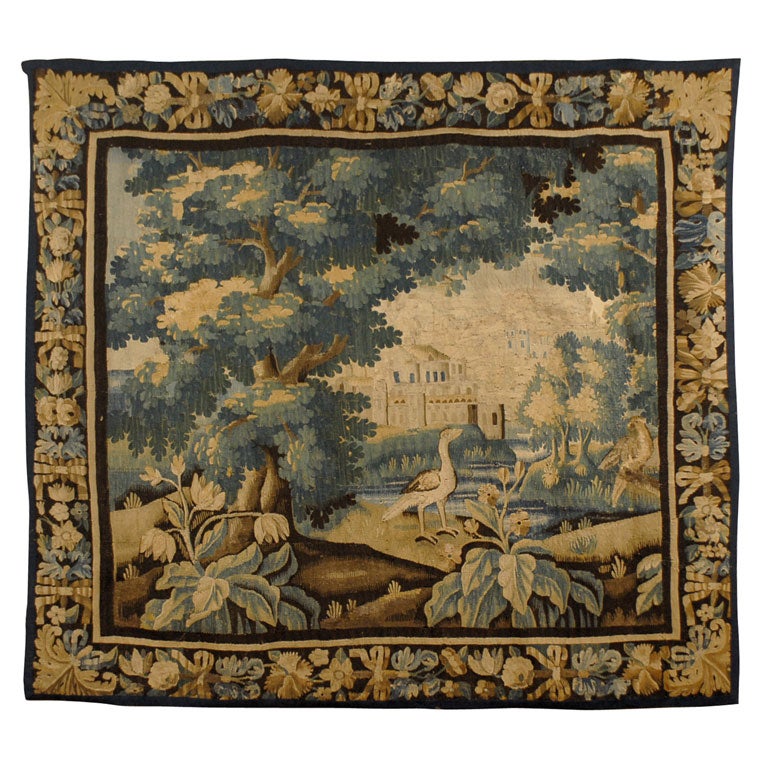 Tapisserie d'Aubusson d'époque Régence française avec scène de paysage, vers 1720