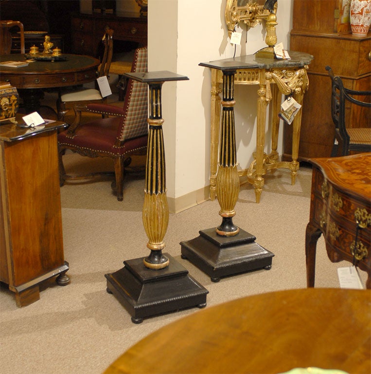 Pair of Louis XVI Ebonized & Gilt Pedestals, c. 1790