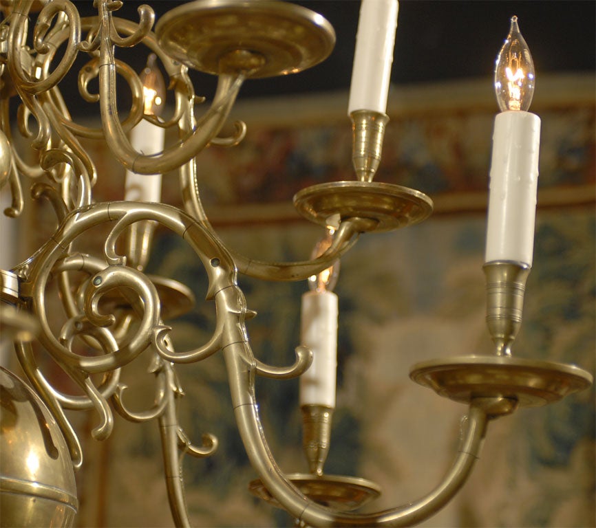 Three-Tier Dutch Brass Chandelier with 18 Lights, c. 1890 4