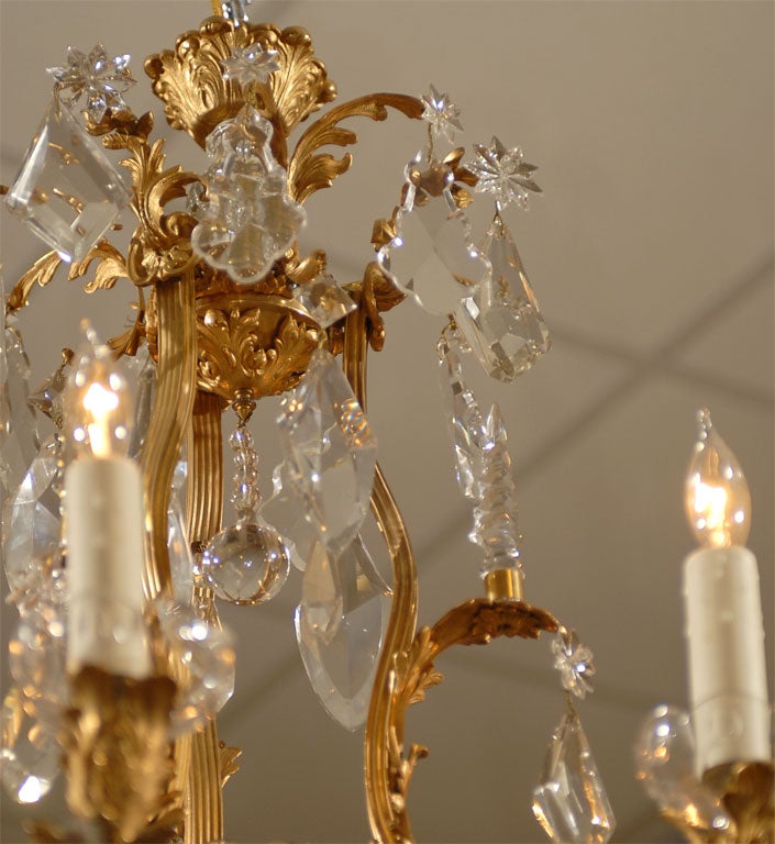 French Gilt-Bronze and Crystal Chandelier in Louis XV Style, circa 1880 For Sale