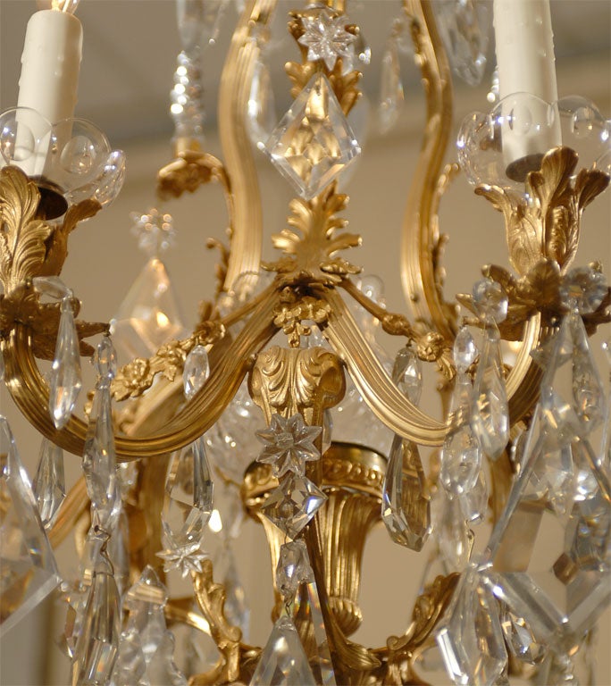 19th Century Gilt-Bronze and Crystal Chandelier in Louis XV Style, circa 1880 For Sale