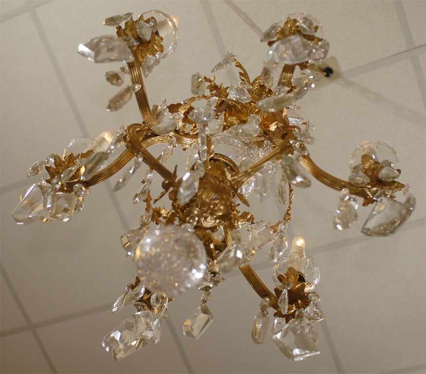 Gilt-Bronze and Crystal Chandelier in Louis XV Style, circa 1880 For Sale 4