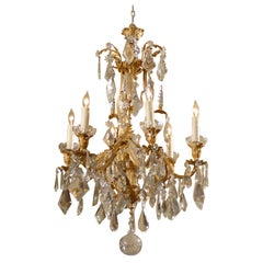 Antique Gilt-Bronze and Crystal Chandelier in Louis XV Style, circa 1880
