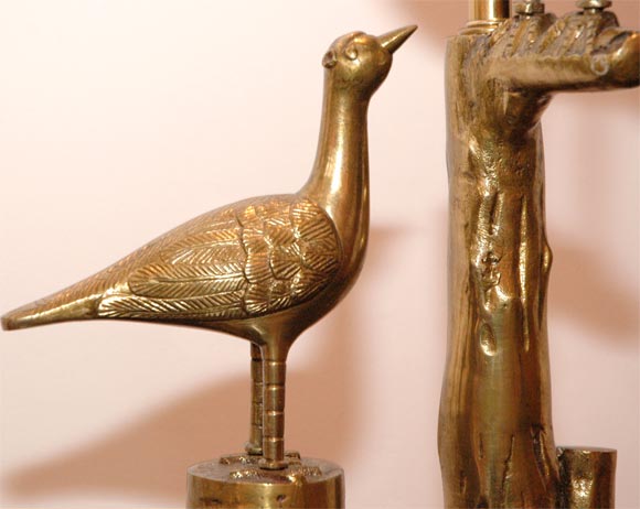 peacock brass lamp