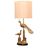 Retro Brass Peacock Table Lamp