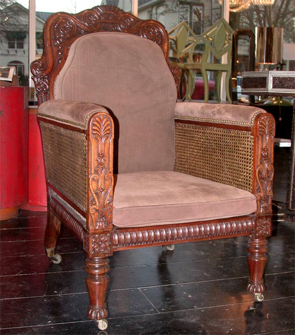 GEORGE IV CANED PADOUK BERGERE In Excellent Condition For Sale In BRIDGEHAMPTON, NY