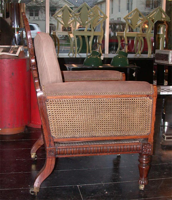 19th Century GEORGE IV CANED PADOUK BERGERE For Sale