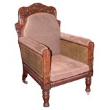 Antique GEORGE IV CANED PADOUK BERGERE