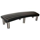 1970's Leather and Steel Curved Bench