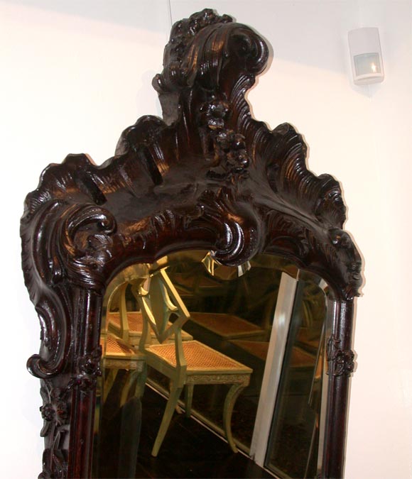Unknown Late 19thC. Early 20th C. Mahogany Rococo Mirror For Sale