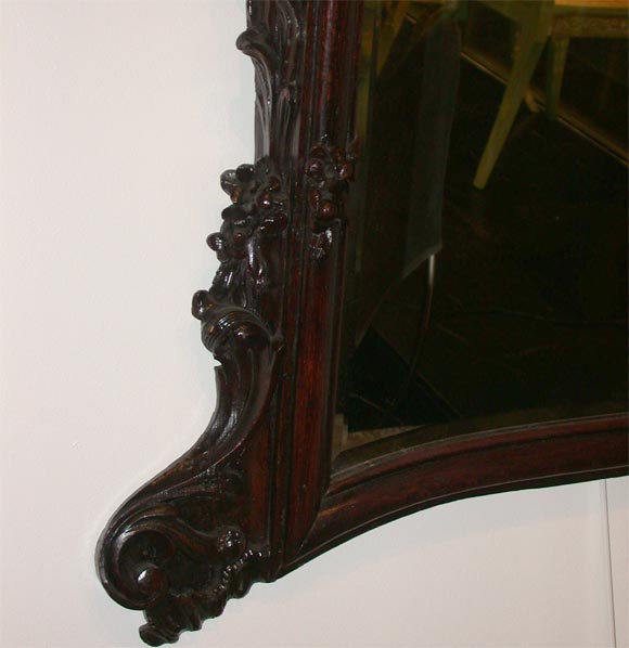 Late 19thC. Early 20th C. Mahogany Rococo Mirror In Excellent Condition For Sale In BRIDGEHAMPTON, NY