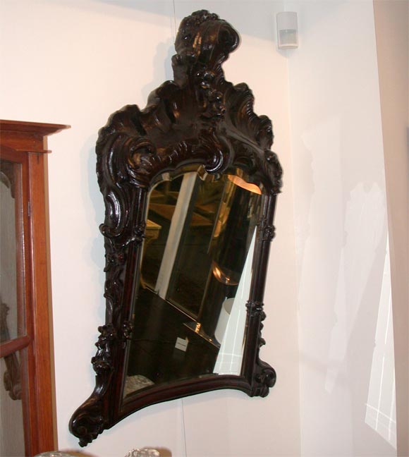 Late 19thC. Early 20th C. Mahogany Rococo Mirror For Sale 1