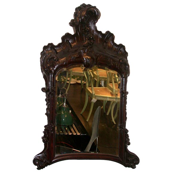 Late 19thC. Early 20th C. Mahogany Rococo Mirror For Sale