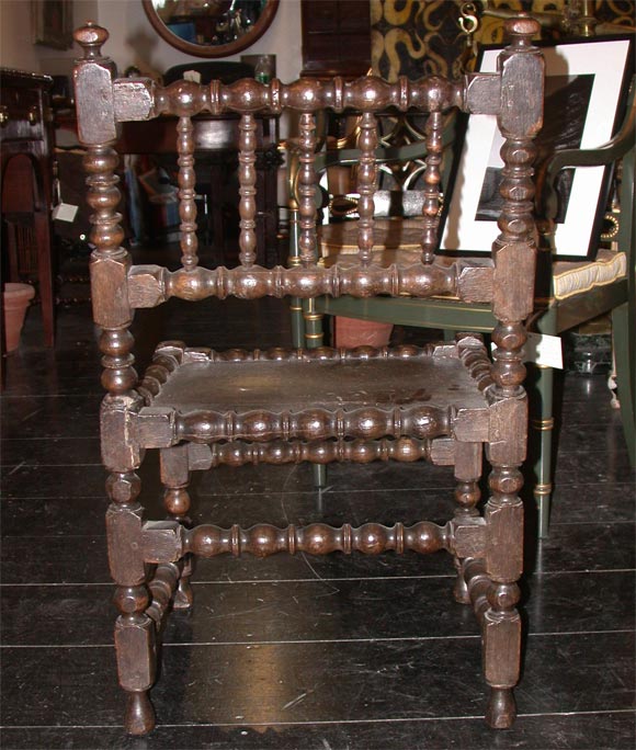 19th Century 19th C. Oak Bobbin Turned Chair For Sale