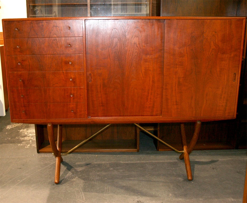 Phenominal Saber Legged Highboard by Hans Wegner