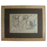 Original elephant heads drawing by Johan