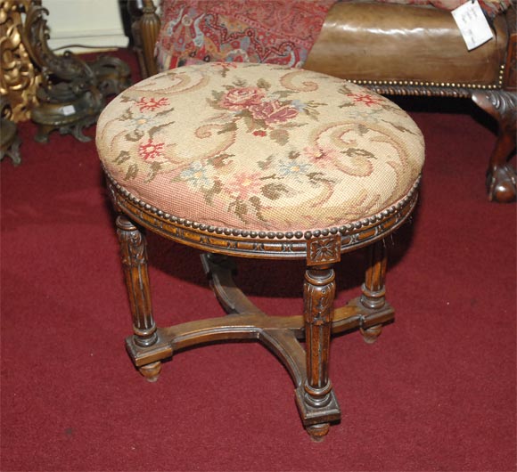 Walnut and Needlepoint Foot Stool