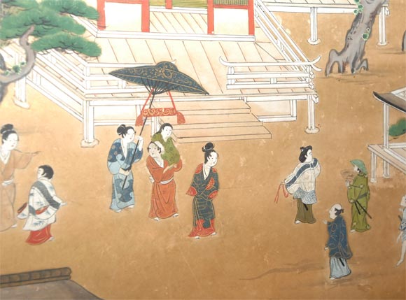 Large Screen Depicting Itsukushima Shrine, UNESCO Sight, Edo Japan, circa 1750 In Good Condition In San Francisco, CA