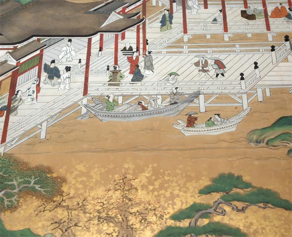 Large Screen Depicting Itsukushima Shrine, UNESCO Sight, Edo Japan, circa 1750 1