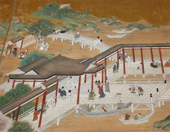 Large Screen Depicting Itsukushima Shrine, UNESCO Sight, Edo Japan, circa 1750 2
