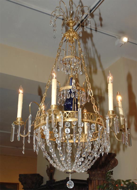 Baltic States neoclassical six-light chandelier