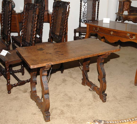 Spanish walnut trestle table
