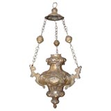 Silver-brass repousse chandelier