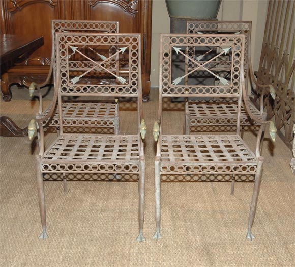 Art Deco iron set of 4 armchairs